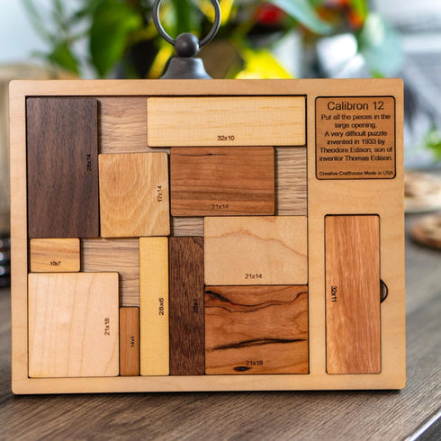Creative Crafthouse Impossible Brain Teaser for Adults - Calibron 12 Brainteaser - Very Difficult Wood Puzzle