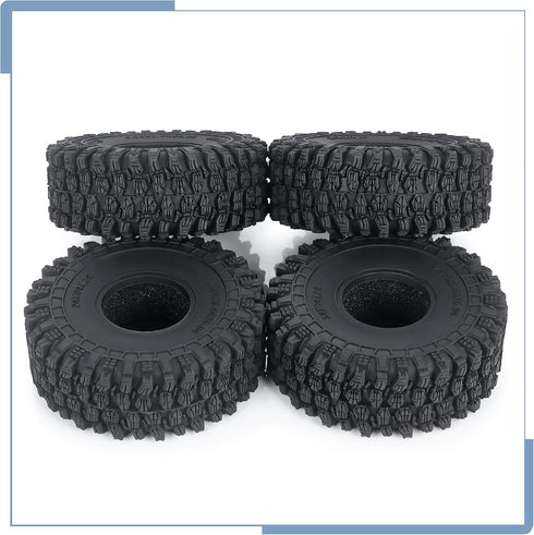 4PCS RC Soft Rubber 1.0 Tires, 64MM Foam Insert for 1/18 TRX4M Upgrades, 1/24 SCX24