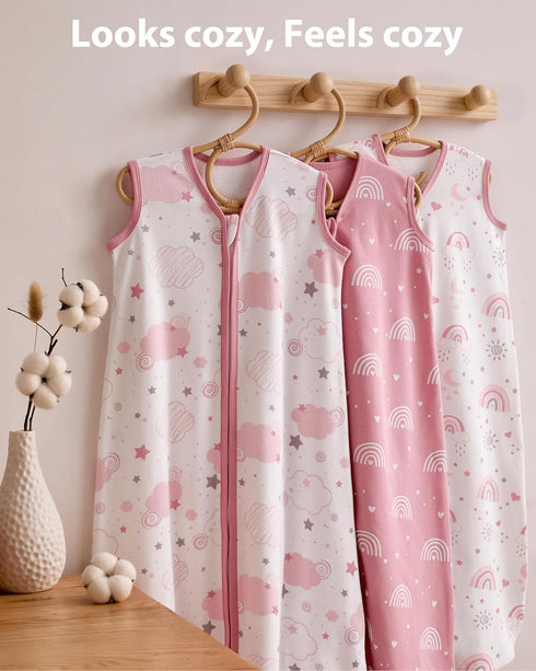 6-12 100% 3 Pack 0.5 Baby Sleep Sack months, Cotton Sleeping Sack for Newborn and Infant, Baby Wearable Blanket, Tog