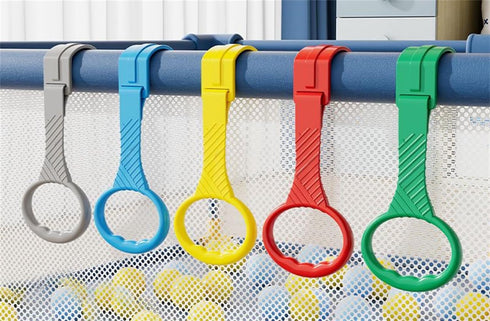4 4 (4, 7.5 inch) Pcs Color Walk Assistant Plastic Crib Pull Rings for Pull Up Rings Cot Hanging Rings for Infant