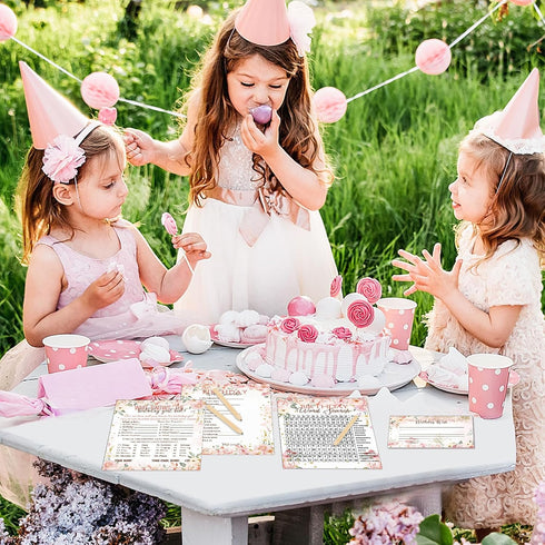 Fumete Birthday Party Games - 100 Pcs Who Knows The Birthday Girl Game with 20 Pencils, Girly Birthday Cards Set for