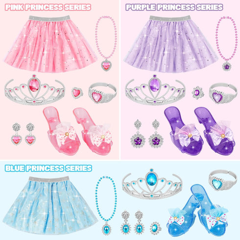3+ LJZJ Princess Dress Up Toys & Jewelry Boutique, Girls Role Play Gift for Year Old Girl Toddler B-Day Party Favors