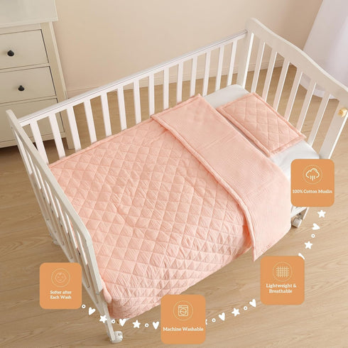 100% 39 47in) Cotton Muslin Baby Blanket for Boys Girls - Ultra-Soft Reversible Toddler Comforter, Lightweight