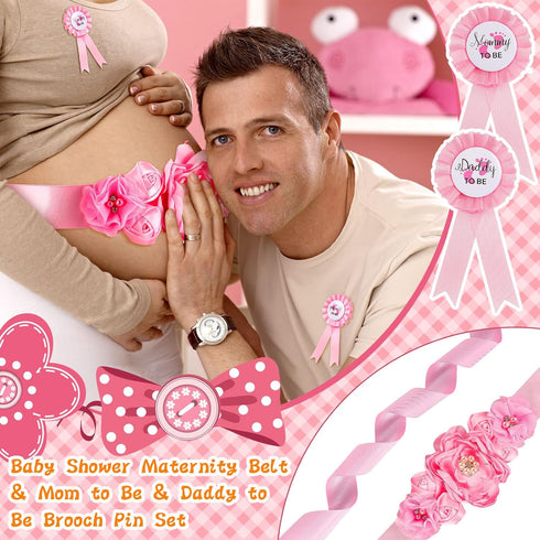 53 Set Pcs Baby Shower Pacifiers Include Maternity Sash Pink Acrylic Baby Pacifier It's a Girl Ribbon Pacifier