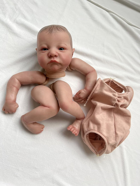 Anano Reborn Baby Doll Kit DIY Levi Kits, 19 Inch Silicone Vinyl Sleeping Doll for Kids Age 3+