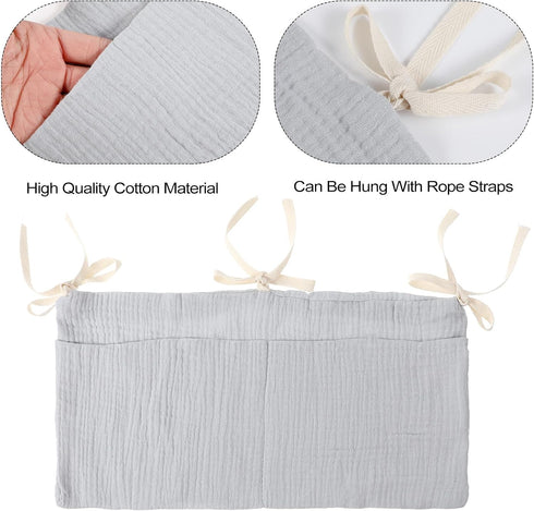 GEEHUA 2 Cotton Baby Bedside Hanging Storage Bag, Pockets Cotton Bedside Hanging Bags Baby Bed Organizer Crib Organizer