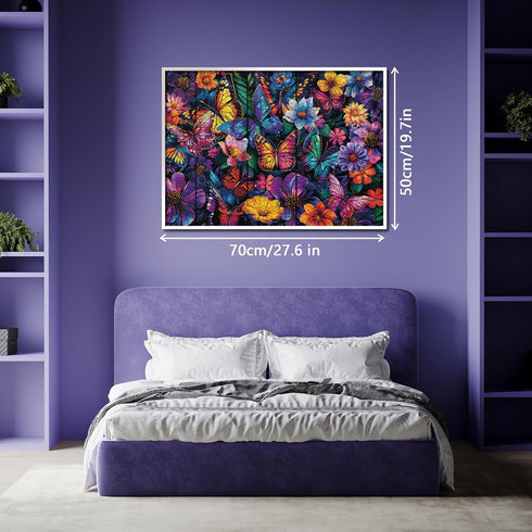Flower Butterfly Puzzle for Adults 1000 Pieces, Colorful Nature Floral Jigsaw Puzzles, Spring Garden Plant