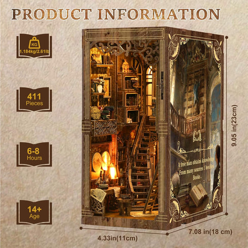 CRIOLPO Book Nook Kits for Adults - Book Nook Kit Bookshelf Decor DIY Miniature House Kit for Bookshelf - Craft Kits