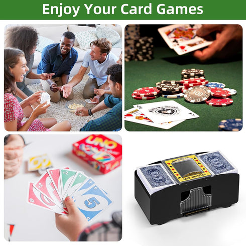 Automatic Card Shuffler - Battery Operated for 1/2/4/6 Decks, Electric Shuffler for Poker & Casino Games
