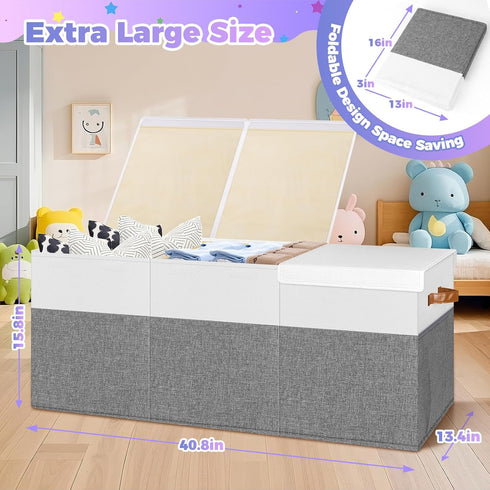 Closet, 40"X14"X16", Extra Large Toy Storage Box with Lid, Collapsible Sturdy Toys Chest Storage Organizer Bin Basket