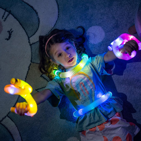 2026, nutty toys Light Up Pop Tubes - Sensory Toys - Glow Sticks for Kids, Fine Motor Skills Toddler Fidget, Top ADHD