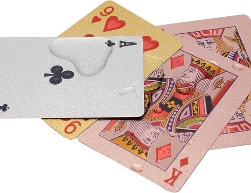 Jucoan 6 Decks of Playing Cards - Waterproof Plastic Poker Cards, Gold Foil, Standard Index, (2 Gold, 2 Silver, 2 Pink)