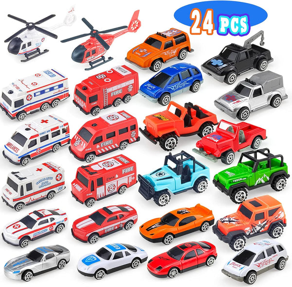 Push Cars | Mini Cars | 24 Pack Toy Cars for Toddlers 1-3 Year Old Boys and Girls, Small Vehicles Play Set