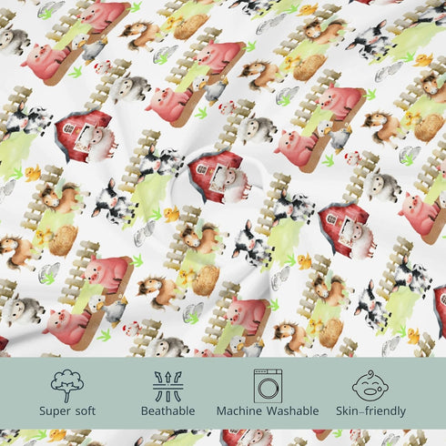 32"/34" 16" HawSkgFub Farm Animals Life Barn Changing Pad Cover for Baby Girls Boys, Natural Cow Chicken Pig Horse