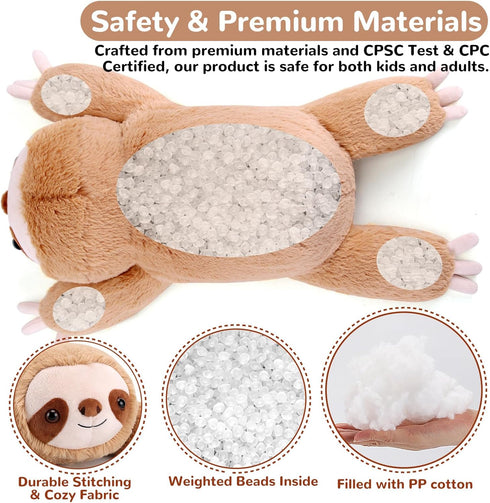 22 Inch 4.5 (22" 4.5 lbs) gnomantic Sloth Weighted Stuffed Animals - Pounds Weighted Plushies Sloth Stuffed Animals
