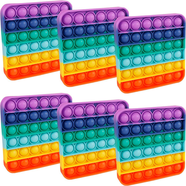 Genovega 6 Packs Fidget Toys for Boys Girls Kids, Classroom Sensory Push Bubble Aids, Rainbow Square Bulk Gifts