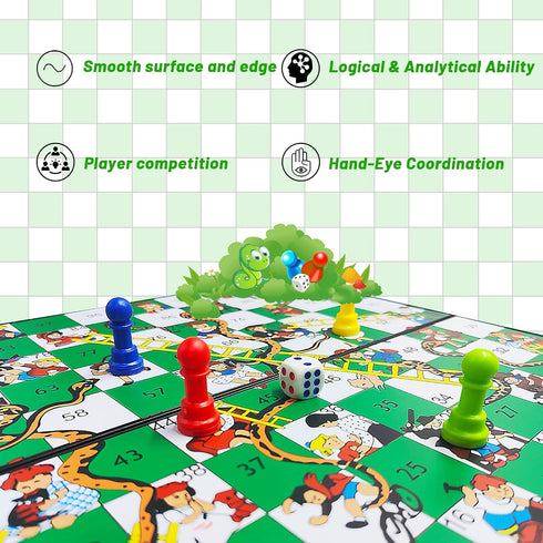 Set, Set (11.2 inch 11.2 inch) KIDAMI Magnetic Snakes and Ladders Board Game Folding Portable Design, Family Travel