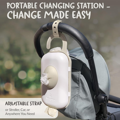 keepigo 3-in-1 Diaper Bag Wipe Dispenser | Portable Diaper Caddy Organizer, Baby Wipe Holder with Disposable Bags |