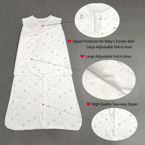 3-Ways 4 3-9 Swaddle Sack for Baby Sheep Pattern Adjustable Swaddling Sleeping Bag Cotton Wearable Blanket for Newborn