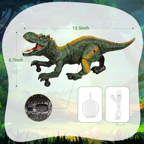 5-7,2.4G 4-7 3-5 Remote Control Robot Dinosaur Toys for Kids Electronic RC Walking Dinosaur Pet for Boys with Spray