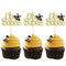 Gyufise 24Pcs Bumble Bee Cupcake Toppers - Gold Glitter Oh Baby Cupcake Picks for Baby Shower Birthday Party