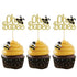 Gyufise 24Pcs Bumble Bee Cupcake Toppers - Gold Glitter Oh Baby Cupcake Picks for Baby Shower Birthday Party