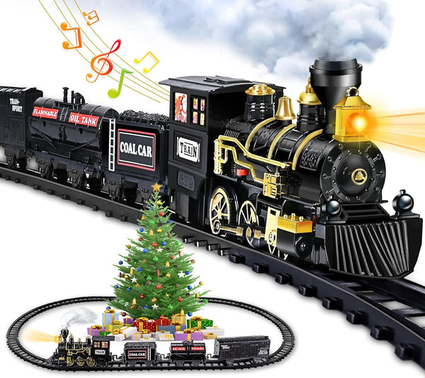 Train Set for Kids, Train Toy w/Steam, Light & Sounds, Christmas Train