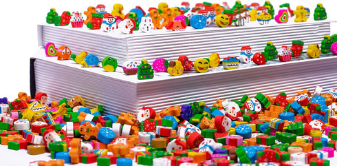 Mini Erasers for Kids Bulk, 300+ PCS Fun Food Animal Pencil Erasers for 100th Day of School