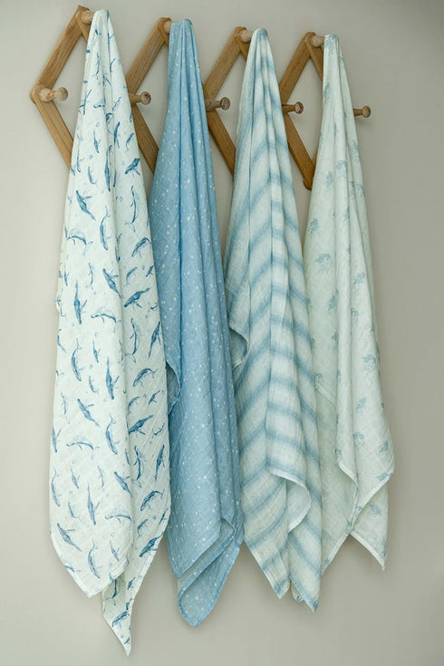 4 Pack 31.5 43.3 Muslin Swaddle Blankets for Newborn, Cotton Baby Blankets for Boys, Large x Breathable Soft Receiving