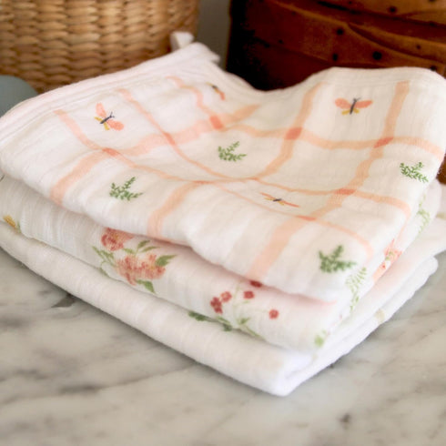 3-Pack, 100% 3 11x11 Country aden + anais Essentials Washcloth Super Soft Cotton Muslin, Gentle on Skin, Absorbent