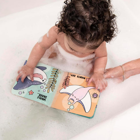 Infantino Color Reveal Bath Book, Baby & Toddler Water Reveal Book for Bath Time Fun, Ocean Theme, Mess-Free, Soft EVA