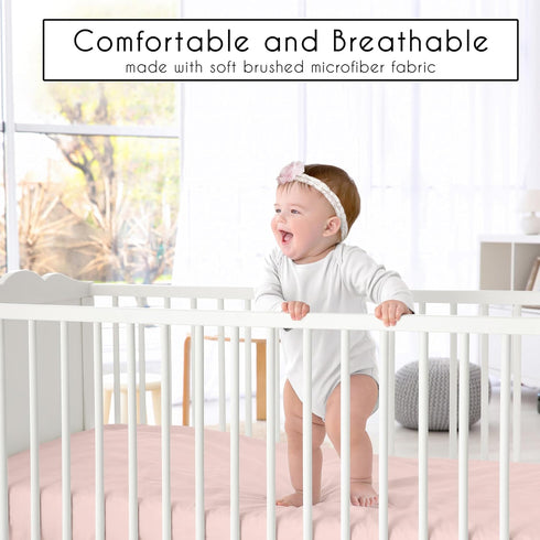 Sweet Jojo Designs Fitted Baby Crib Sheets, Blush Pink, Standard Size for Girls, Infant Nursery, Toddler Room