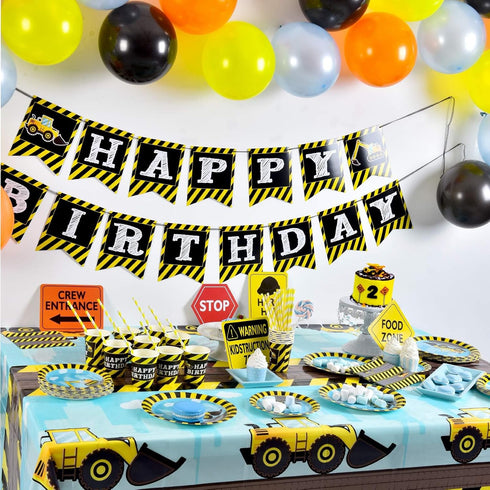 Set 16 48PCS WERNNSAI Construction Party Supplies - Disposable Dump Truck Themed Tableware for Boys Kids Birthday
