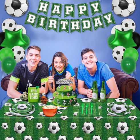160 Packs Soccer Party Supplies, Boys Sports Theme Birthday Decor, Soccer Plates, Ball Theme Napkins, Serves 40