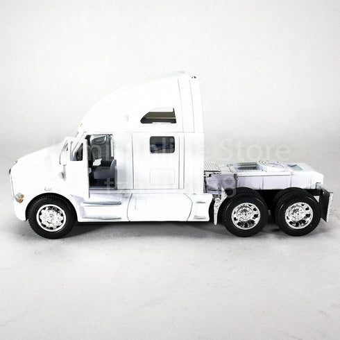 T700 1:68 Pullback KiNSMART Kenworth Container Truck, Scale, Die Cast Metal Model, White with Decals, Action