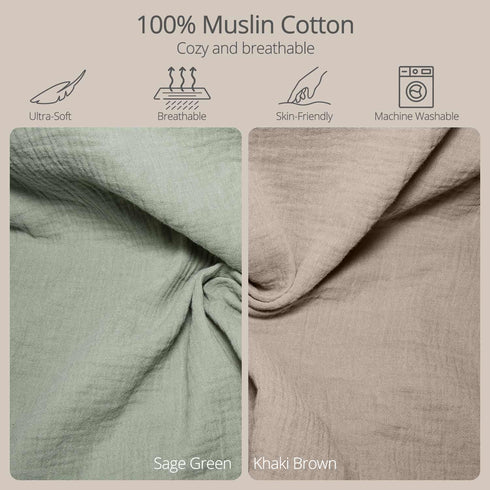 2 Pack 32" 16.6" Muslin Baby Changing Pad, Muslin Soft Cotton Covers & Waterproof Lining Foam Diaper Changing Table Pad
