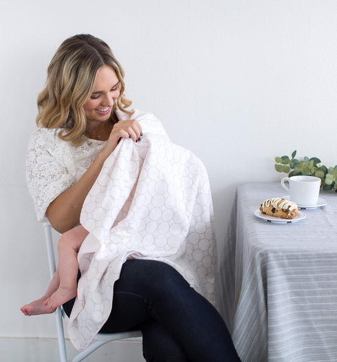SwaddleDesigns Large Receiving Blanket, Ultimate Swaddle for Baby Boys & Girls, SeaCrystal Mod Circles