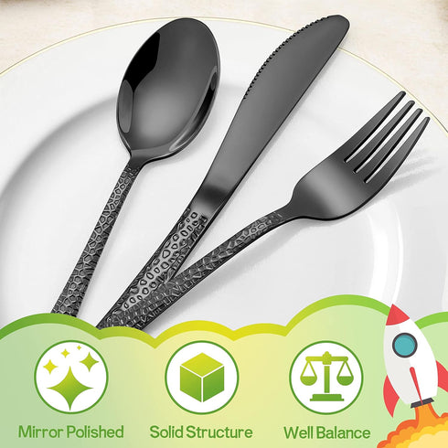 HaWare 9-Piece Toddler Kids Silverware Set, Stainless Steel Hammered Flatware, Includes 3 Spoons, 3 Forks, 3 Knives for
