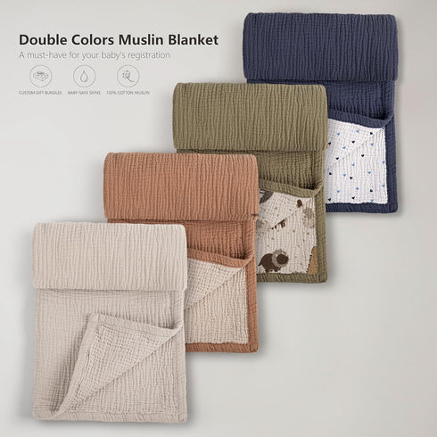 36"x40"(Blue) lulumoon Baby Blanket for Boys Newborns: Lightweight Cotton Swaddle for Receiving - Ideal Stroller