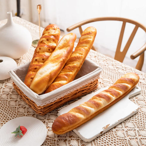 Joeabor 4pcs Set, Artificial Bread Realistic Fake Food for Display, Fake Bread for Decoration, Faux Baguette Food Props
