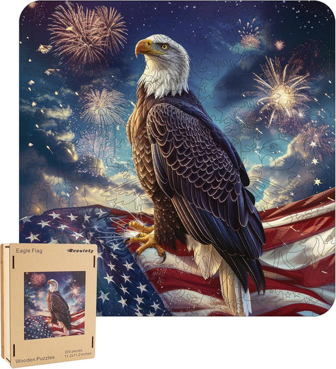 Wooden Puzzle for Adults - Eagle Flag Wooden Jigsaw Puzzles (15.9 * 15.6in-500pcs), Beautiful Puzzle with Box
