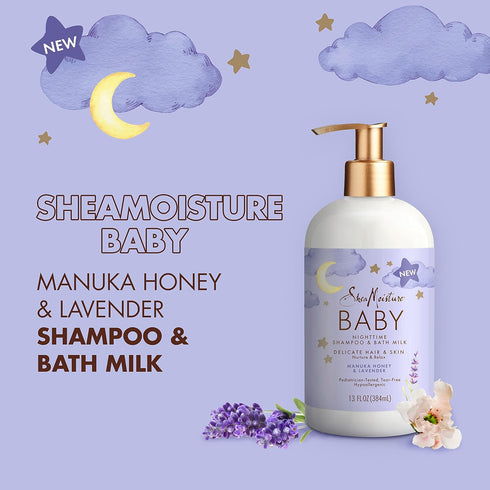 13 oz SheaMoisture Baby Shampoo & Bath Milk Manuka Honey & Lavender for Delicate Hair and Skin Nighttime Skin and Hair