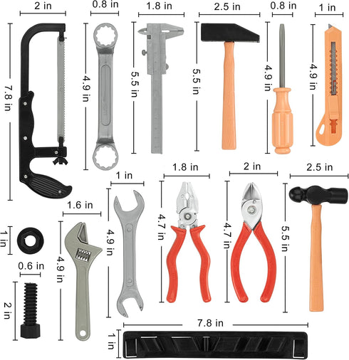 28 Set Pcs Kids Toy Tool Construction Party Supplies Plastic Pretend Play Accessory for Boys with Screwdrivers Pliers
