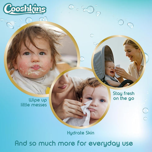 COOSHKINS 60 Count (Pack 1) 99.9% De-Chlorinated Pure Water Baby Wipes | Soft & Thick of Gentle Unscented Wipes