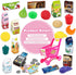 65 Playset deAO Kids Shopping Cart Trolley for Groceries Toddlers Food Fruit Vegetables Pretend Play Food Role Play