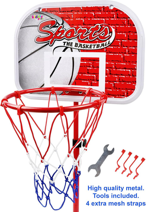 Basketball Hoop for Kids Toy Set - Adjustable Height Stand 2-4 ft for Indoor & Outdoor Play for Toddlers