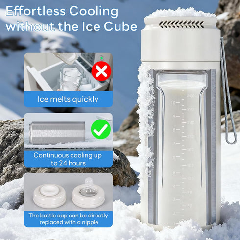 360All-Around 24 11oz Breastmilk Cooler Bottle for Travel: Portable Breast Milk Storage Container Keeps Milk Cold Fresh