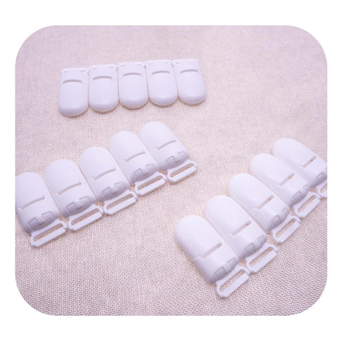 15Pcs/Pack Pacifier Clip Holder Plastic Mitten Binky Clip for DIY Personalized Teething Toys Baby Blankets Bib Chain Holder White Color 15mm