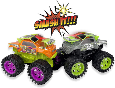 Exploding Monster Truck Toy - Crash Sounds and Lights, Smash It Up Again and Again, for Boys Age 3 and Up