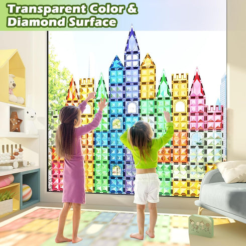 Kids Magnetic Tiles Toys for 3 Year Old Girls and Boys, STEM Learning Toy for Toddlers Ages 3-8 Birthday Gifts